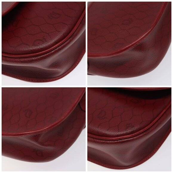 Christian Dior Honeycomb Canvas Shoulder Bag PVC Leather Red Gold Auth - Picture 16 of 16